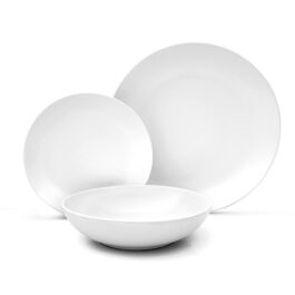 סט צלחות לבנות מקרמיקה 18 חלקים WHITE FOREST