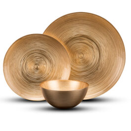 סט צלחות זהובות מזכוכית מבריקה 18 חלקים GOLD IRIS