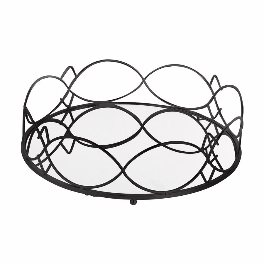 מגש מתכת דקורטיבי עם תחתית מראה – תמונה 3