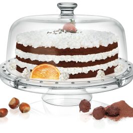 פעמון עוגה משולב קברט הגשה זכוכית דגם ״Palladio”