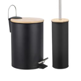 סט פח 3L + מברשת שחור מט בשילוב במבוק