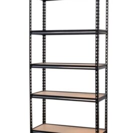 כוננית 5 מדפים מתכת בשילוב עץ