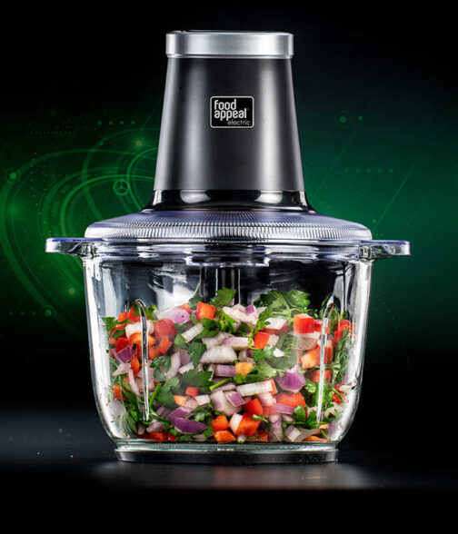 קוצץ ירקות ובשר חשמלי 500W קערה זכוכית 2 ליטר Food Appeal
