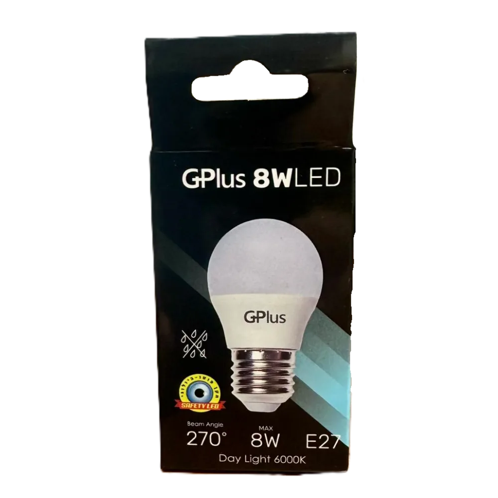 נורת לד E27 כדור 8W אור יום GPlus