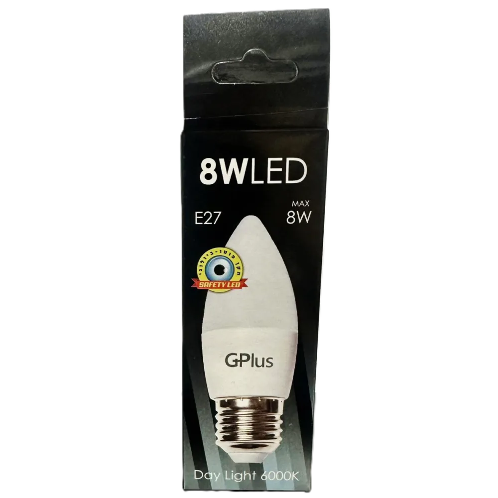נורת לד E27 נר 8W אור יום GPlus