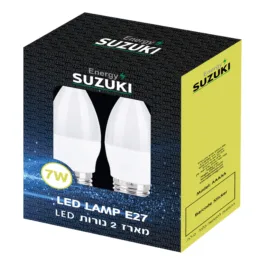 זוג נורות לד E27 נר 7W אור יום SUZUKI