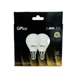 זוג נורות לד E14 כדור 8W אור יום/חם GPlus
